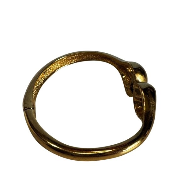 Vintage Vendome Swan Head Hinged Bracelet Gold Tone Metal 6 Inch - Picture 5 of 7